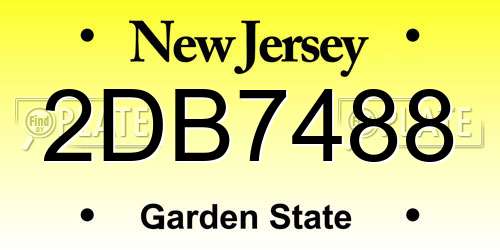2DB7488 New Jersey License Plate