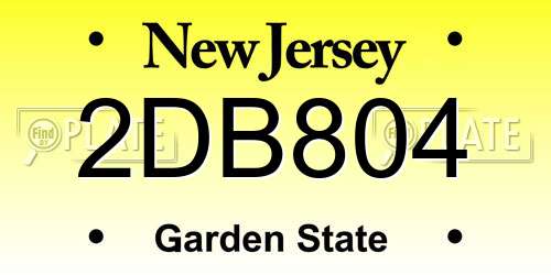 2DB804 New Jersey License Plate