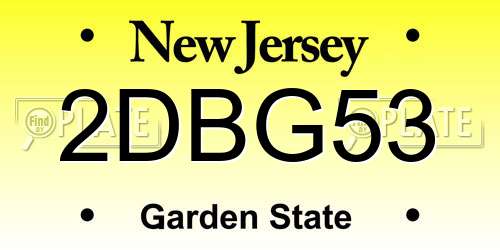 2DBG53 New Jersey License Plate