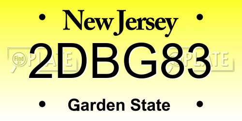 2DBG83 New Jersey License Plate