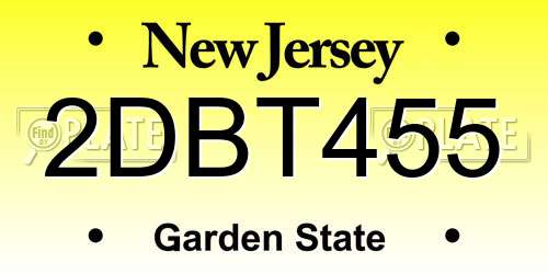 2DBT455 New Jersey License Plate