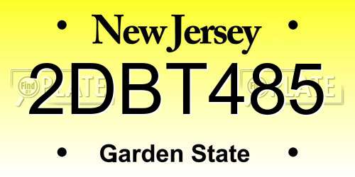 2DBT485 New Jersey License Plate