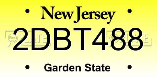 2DBT488 New Jersey License Plate