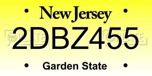 2DBZ455 New Jersey License Plate