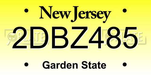 2DBZ485 New Jersey License Plate