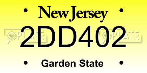 2DD402 New Jersey License Plate