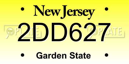 2DD627 New Jersey License Plate