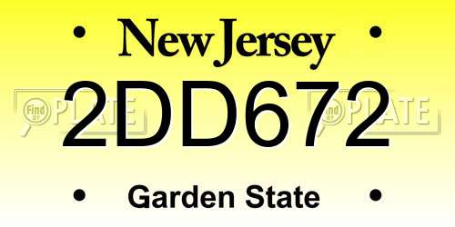 2DD672 New Jersey License Plate