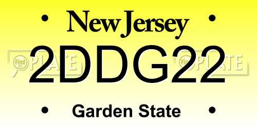 2DDG22 New Jersey License Plate