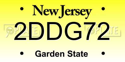 2DDG72 New Jersey License Plate