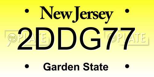 2DDG77 New Jersey License Plate
