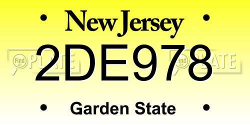 2DE978 New Jersey License Plate