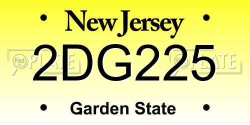 2DG225 New Jersey License Plate