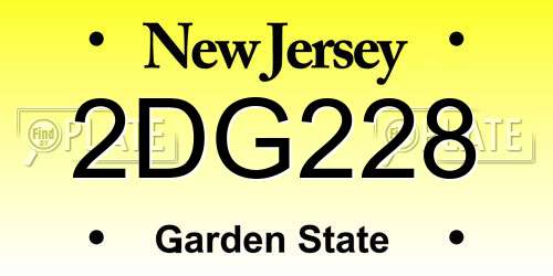 2DG228 New Jersey License Plate