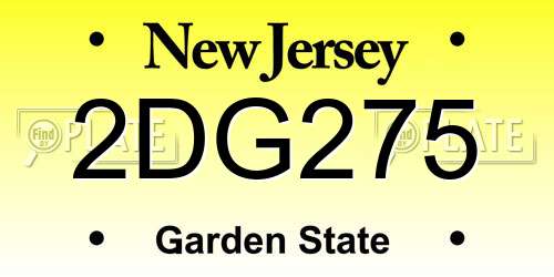 2DG275 New Jersey License Plate