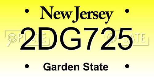 2DG725 New Jersey License Plate