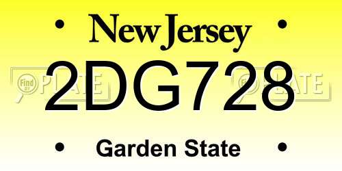 2DG728 New Jersey License Plate