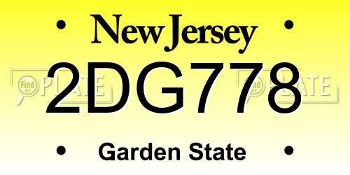 2DG778 New Jersey License Plate