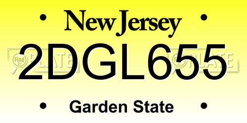 2DGL655 New Jersey License Plate