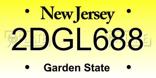 2DGL688 New Jersey License Plate