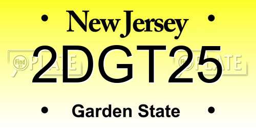 2DGT25 New Jersey License Plate