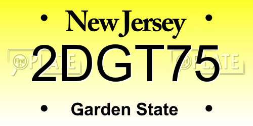 2DGT75 New Jersey License Plate