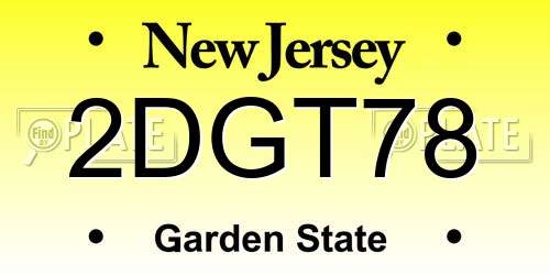 2DGT78 New Jersey License Plate