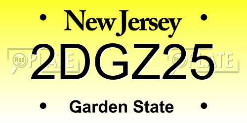 2DGZ25 New Jersey License Plate