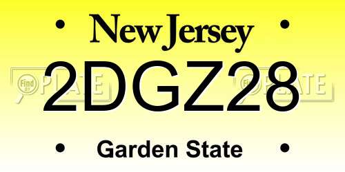 2DGZ28 New Jersey License Plate