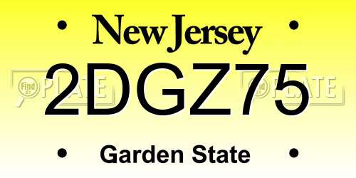 2DGZ75 New Jersey License Plate