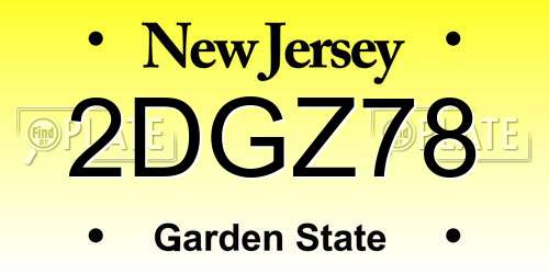 2DGZ78 New Jersey License Plate