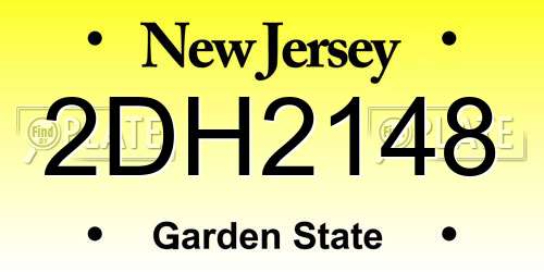 2DH2148 New Jersey License Plate