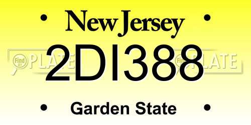 2DI388 New Jersey License Plate
