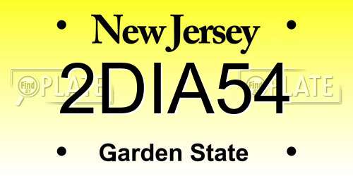 2DIA54 New Jersey License Plate