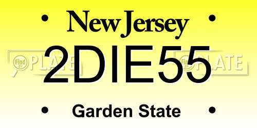 2DIE55 New Jersey License Plate