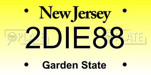 2DIE88 New Jersey License Plate