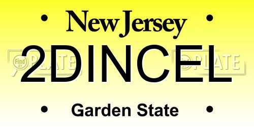 2DINCEL New Jersey License Plate