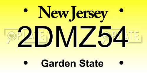 2DMZ54 New Jersey License Plate