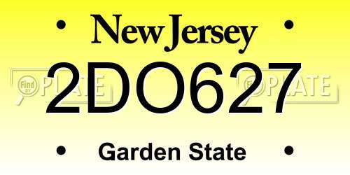 2DO627 New Jersey License Plate