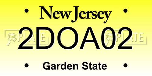 2DOA02 New Jersey License Plate