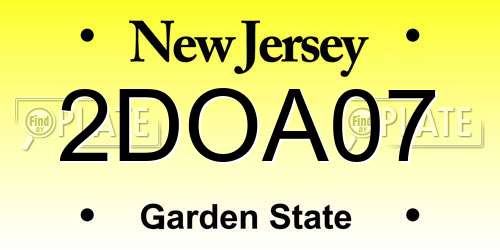 2DOA07 New Jersey License Plate
