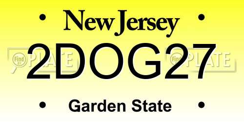 2DOG27 New Jersey License Plate