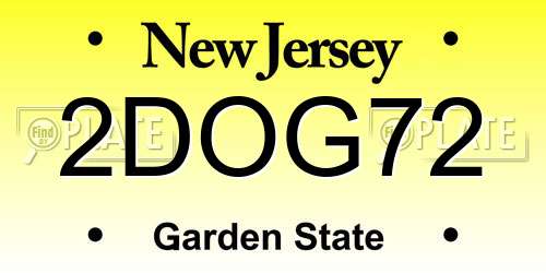 2DOG72 New Jersey License Plate