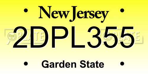 2DPL355 New Jersey License Plate