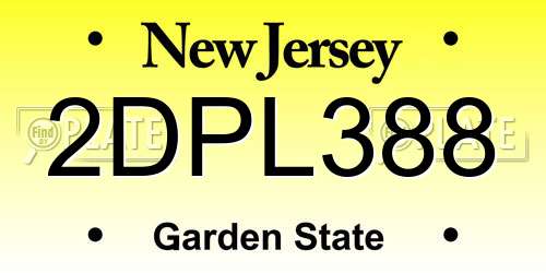 2DPL388 New Jersey License Plate