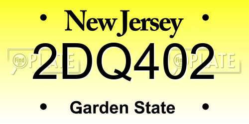 2DQ402 New Jersey License Plate