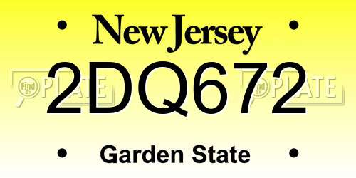 2DQ672 New Jersey License Plate