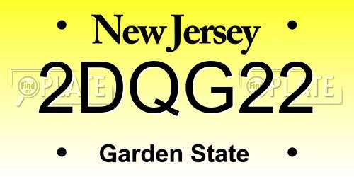 2DQG22 New Jersey License Plate