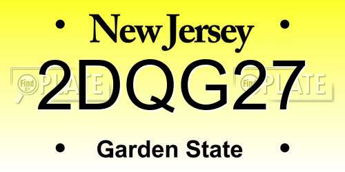 2DQG27 New Jersey License Plate
