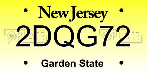 2DQG72 New Jersey License Plate